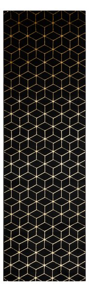 Modern GLOSS covor, traversa 409C 86 Cub stilat, glamour, art deco negru / aur