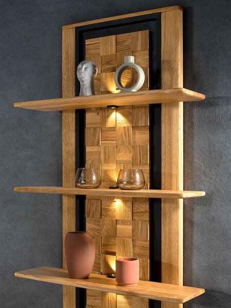 Etajera lemn masiv Moon Stejar, 72 × 134 × 23 cm