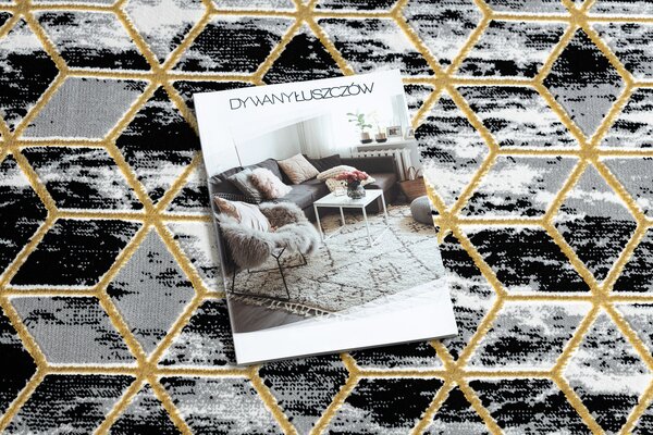 Modern GLOSS covor, traversa 409A 82 Cub stilat, glamour, art deco negru / gri / aur