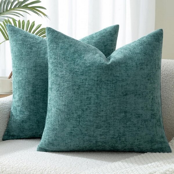 Set 2 fete de perne decorative, textil, pentru canapea, 50 x 50 cm, Albastru Gri