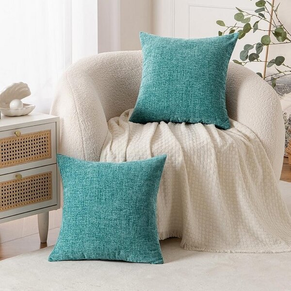Set 2 fete de perne decorative, textil, pentru canapea, 50 x 50 cm, Albastru Gri