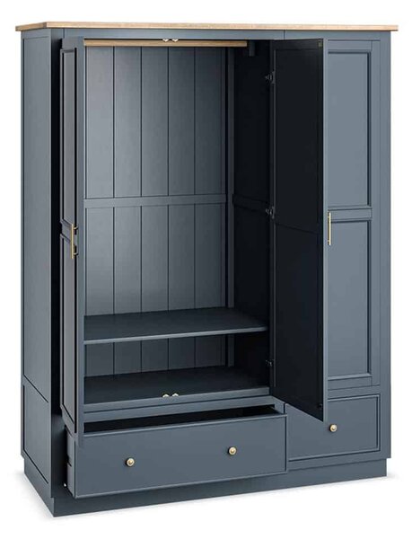 Dulap lemn masiv natur Richmond Albastru/, 150 × 60 × 190 cm