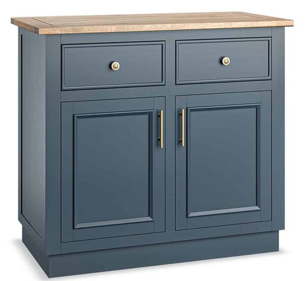 Comodă lemn masiv natur Richmond Albastru/, 90 × 45 × 81 cm