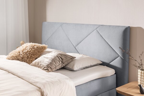Pat boxspring Wasil 180x200 cu spațiu de depozitare - catifea cenușie hidrofobă Element 24