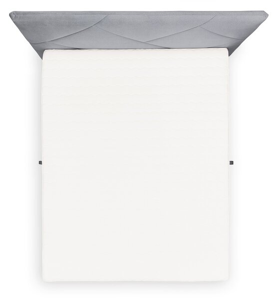Pat boxspring Wasil 180x200 cu spațiu de depozitare - catifea cenușie hidrofobă Element 24