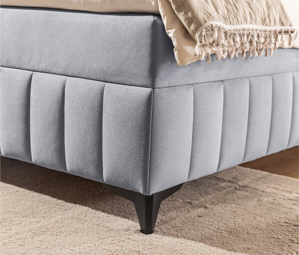 Pat boxspring Wasil 180x200 cu spațiu de depozitare - catifea cenușie hidrofobă Element 24