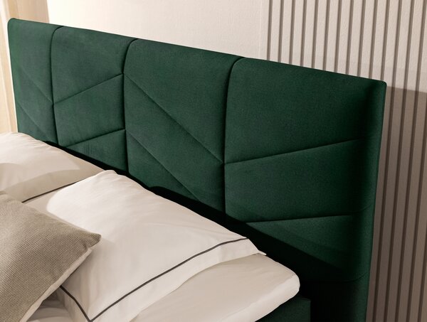 Pat boxspring Penia 160x200 cu spațiu de depozitare - catifea verde hidrofobă Element 12