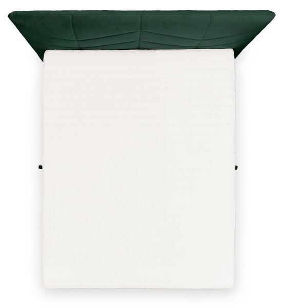 Pat boxspring Penia 160x200 cu spațiu de depozitare - catifea verde hidrofobă Element 12