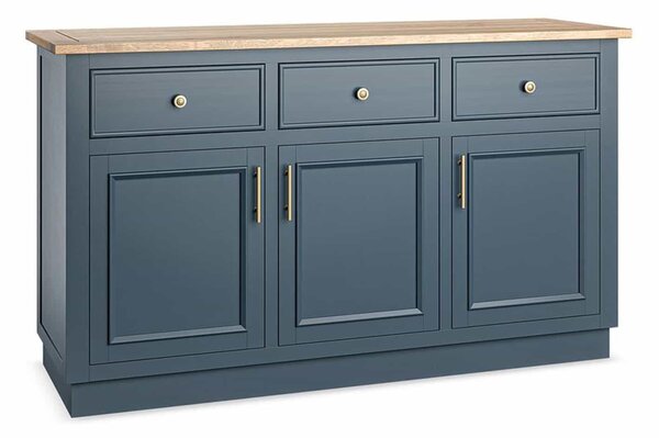 Comodă lemn masiv natur Richmond Albastru/ 140 cm x 45 cm x 81 cm