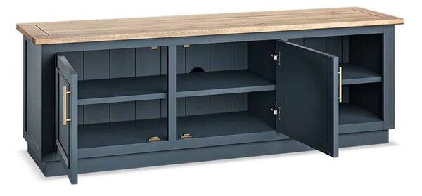 Comodă TV lemn masiv natur Richmond Albastru/, 150 × 40 × 51 cm