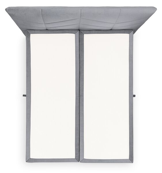 Pat boxspring Penia 160x200 cu spațiu de depozitare - catifea cenușie hidrofobă Element 24