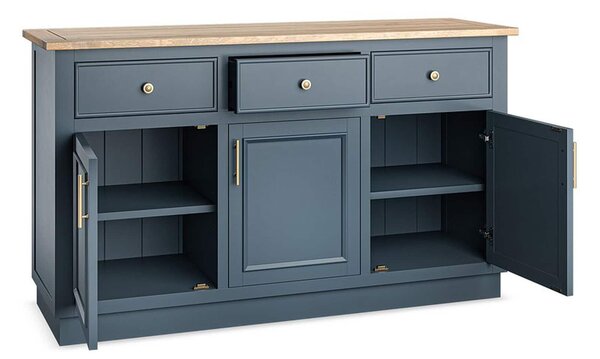 Comodă lemn masiv natur Richmond Albastru/ 140 cm x 45 cm x 81 cm