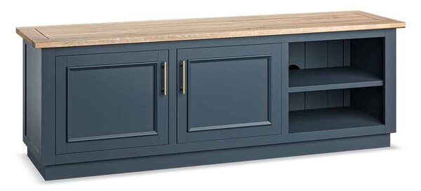 Comodă TV lemn masiv natur Richmond Albastru/, 150 × 40 × 51 cm