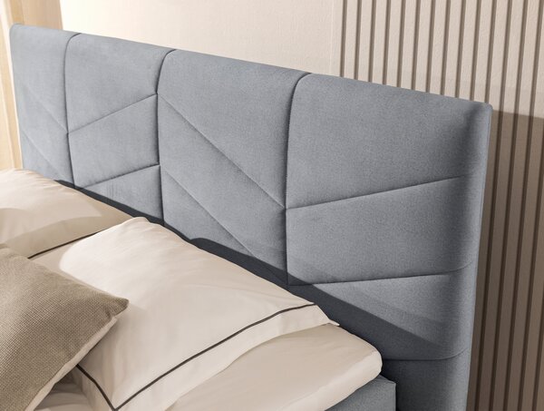 Pat boxspring Penia 160x200 cu spațiu de depozitare - catifea cenușie hidrofobă Element 24
