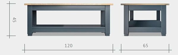 Masă lemn masiv natur Cafea Richmond Albastru/, 120 × 45 × 65 cm