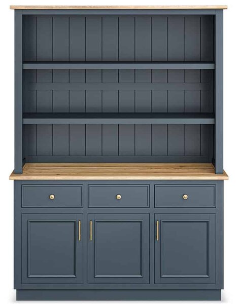 Bibliotecă lemn masiv natur Richmond Albastru/, 140 × 45 × 190 cm
