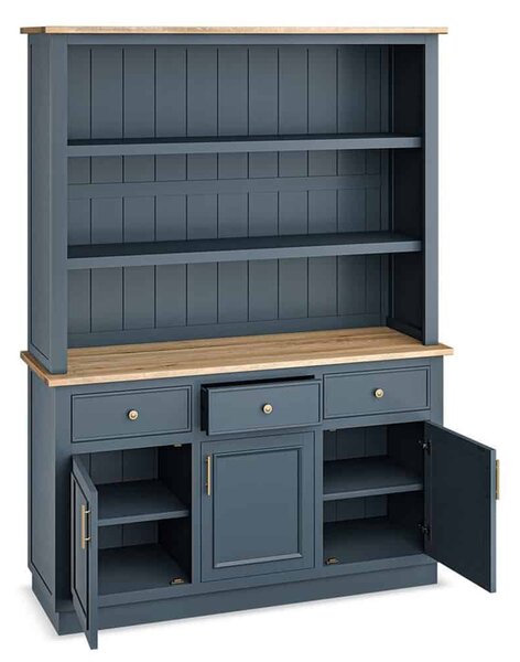 Bibliotecă lemn masiv natur Richmond Albastru/, 140 × 45 × 190 cm
