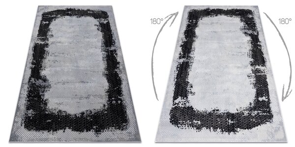 Covor CORE A004 Cadru, Umbrită - structural, două niveluri de lână, negru / gri deschis