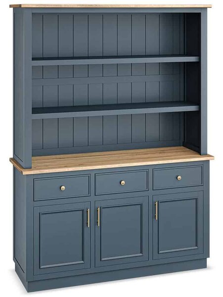 Bibliotecă lemn masiv natur Richmond Albastru/, 140 × 45 × 190 cm