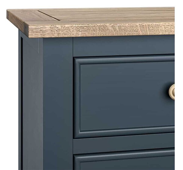 Comodă lemn masiv natur Richmond 7 sertare Albastru/, 140 × 45 × 77 cm