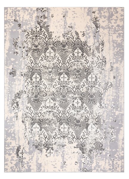 Covor CORE W3824 Ornament Vintage - structural, două niveluri de lână, cremă / gri