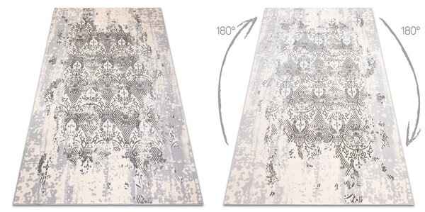 Covor CORE W3824 Ornament Vintage - structural, două niveluri de lână, cremă / gri