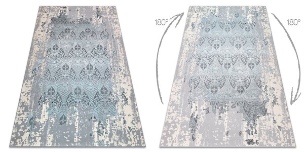 Covor CORE W3824 Ornament Vintage - structural, două niveluri de lână, albastru deschis / cremă / gri