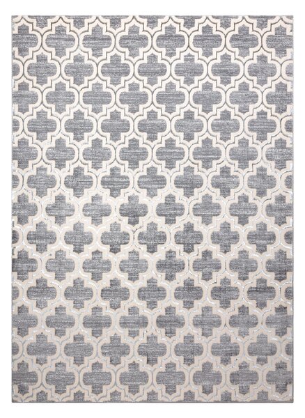 Covor CORE W6764 marocani Trellis - structural, două niveluri de lână, gri / cremă