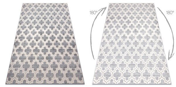 Covor CORE W6764 marocani Trellis - structural, două niveluri de lână, gri / cremă