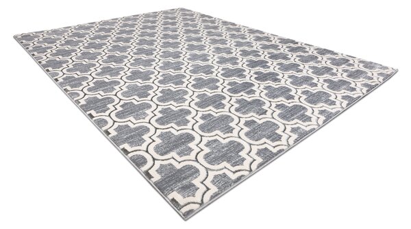 Covor CORE W6764 marocani Trellis - structural, două niveluri de lână, gri / cremă