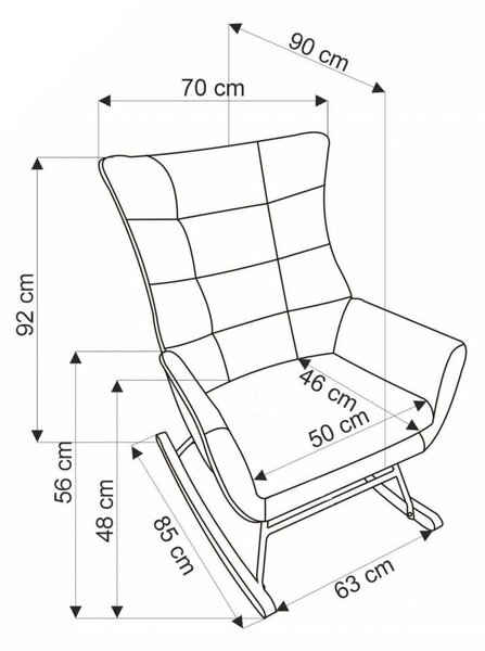 Scaun balansoar Houston 1863, Negru, 92x70x90cm, 14 kg