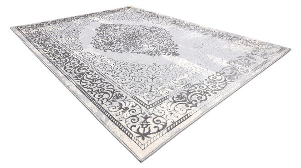 Covor CORE W7161 Rosette Vintage - structural, două niveluri de lână, gri