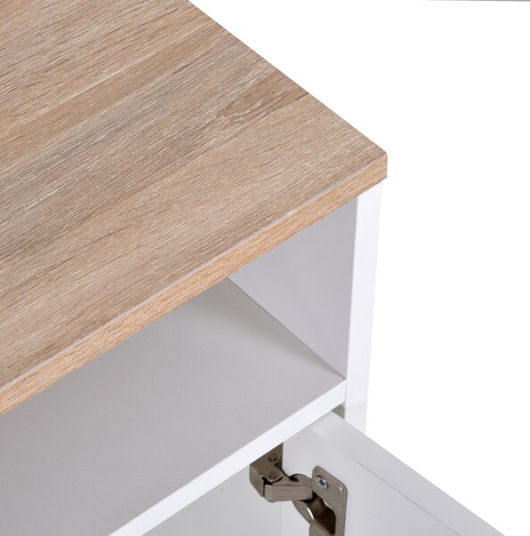 Mobilier pentru TV pana la 42", din fibra de lemn, 105x40x52cm, Alb si lemn natural HOMCOM | Aosom Romania