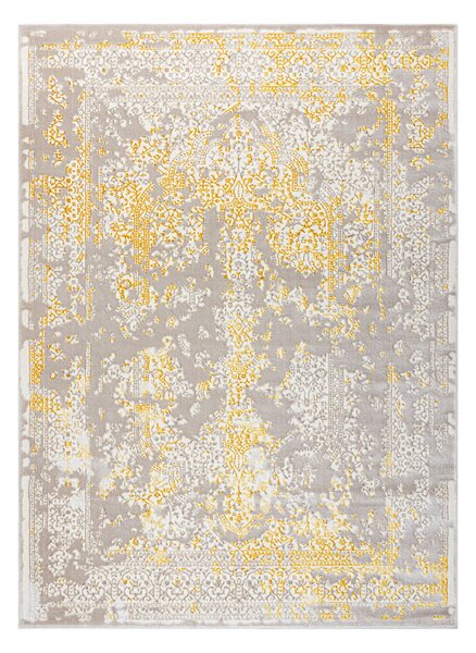 Covor CORE 3807 Ornament Vintage - structural, două niveluri de lână, beige / aur