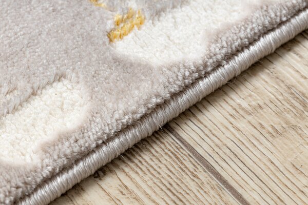 Covor CORE 3807 Ornament Vintage - structural, două niveluri de lână, beige / aur