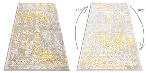 Covor CORE 3807 Ornament Vintage - structural, două niveluri de lână, beige / aur