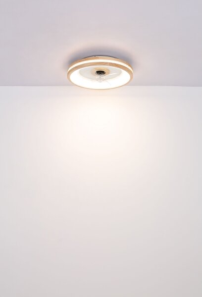 Plafonieră LED cu ventilator Globo 03650 GATIAN LED/30W/230V maro + telecomandă