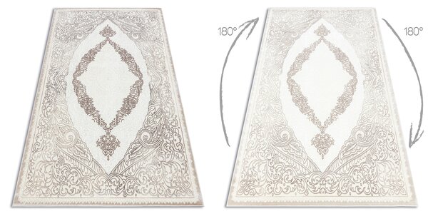 Covor CORE 8111 Ornament Vintage - structural, două niveluri de lână, beige
