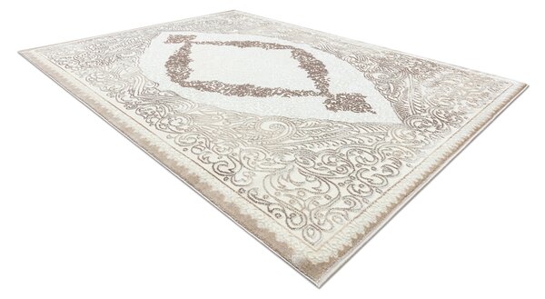 Covor CORE 8111 Ornament Vintage - structural, două niveluri de lână, beige