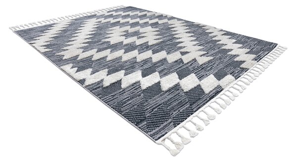 Covor SEVILLA Z250A caro albastru / gri Franjuri Berber shaggy