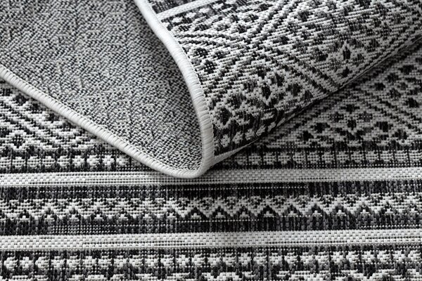 Covor SISAL SION Zig Zag, Caro Boho 22168 țesute plate negru / ecru