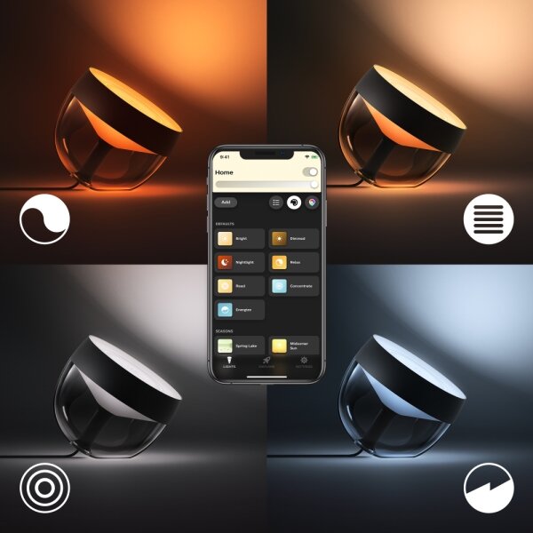 Philips Hue IRIS LED 8,2W 230V lampă de birou RGB cu dimmer negru