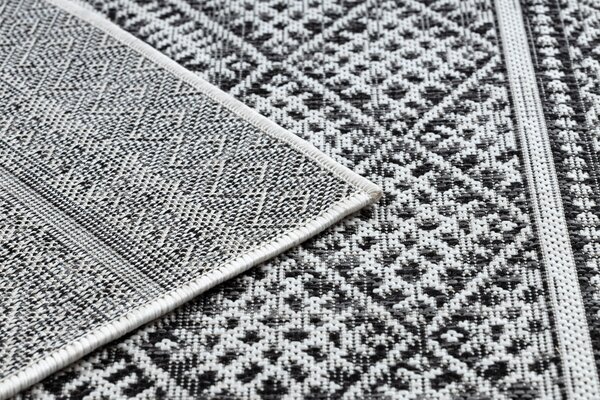 Covor SISAL SION Zig Zag, Caro Boho 22168 țesute plate negru / ecru