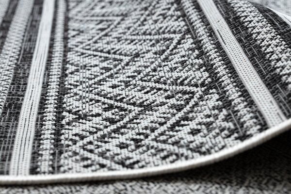 Covor SISAL SION Zig Zag, Caro Boho 22168 țesute plate negru / ecru