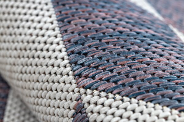 Covor SISAL SION Geometric, triunghiurile 22373 țesute plate ecru / albastru / roz