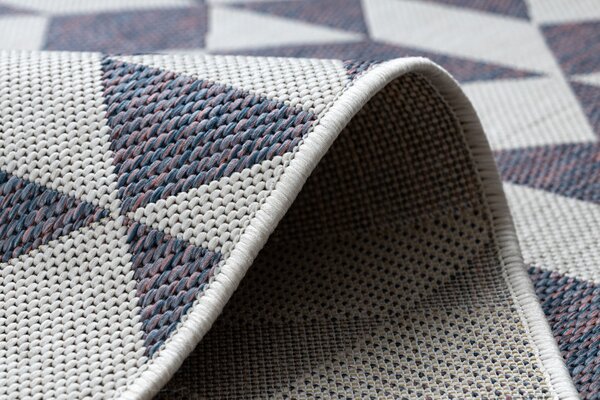 Covor SISAL SION Geometric, triunghiurile 22373 țesute plate ecru / albastru / roz