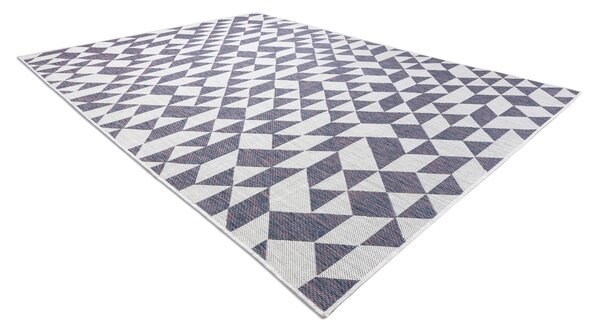 Covor SISAL SION Geometric, triunghiurile 22373 țesute plate ecru / albastru / roz