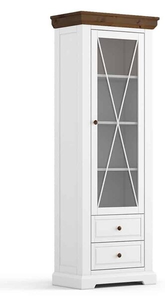 Vitrină lemn masiv nuc Iris Alb/, 79 × 42 × 214 cm