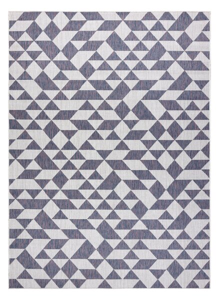 Covor SISAL SION Geometric, triunghiurile 22373 țesute plate ecru / albastru / roz