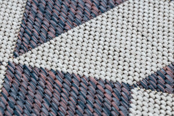 Covor SISAL SION Geometric, triunghiurile 22373 țesute plate ecru / albastru / roz